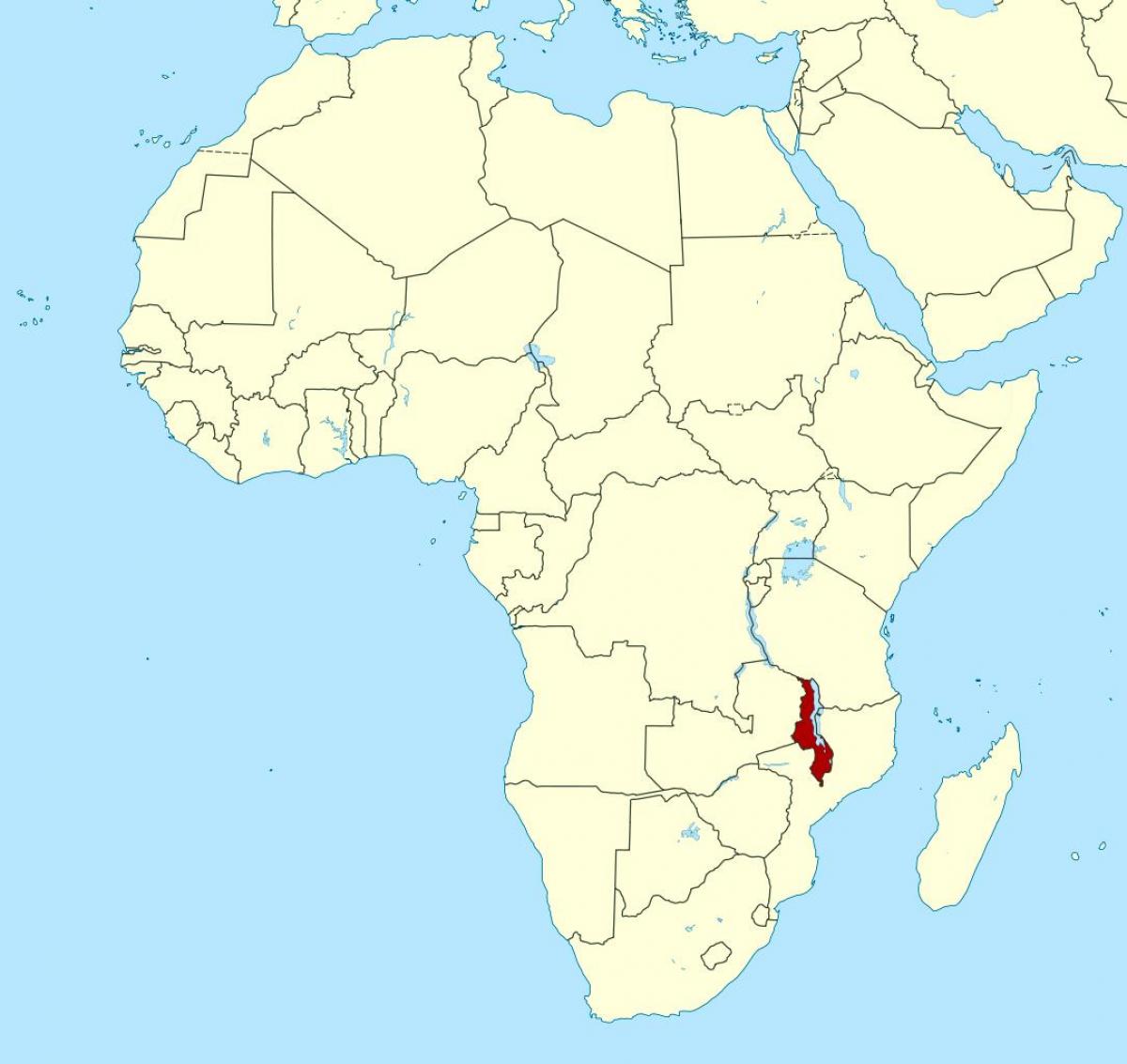 マラウイの場所が世界の地図