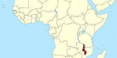 マラウイの場所が世界の地図